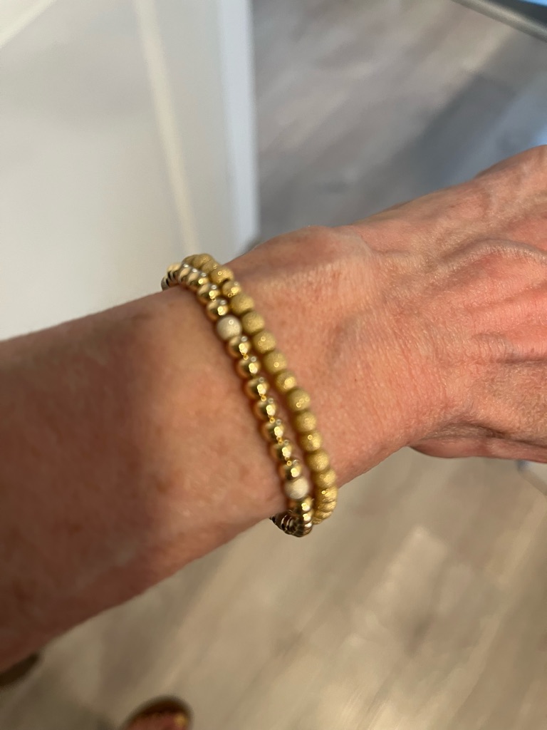Gold Filled Beaded Stretch Bracelet - Elegant Women's Jewelry